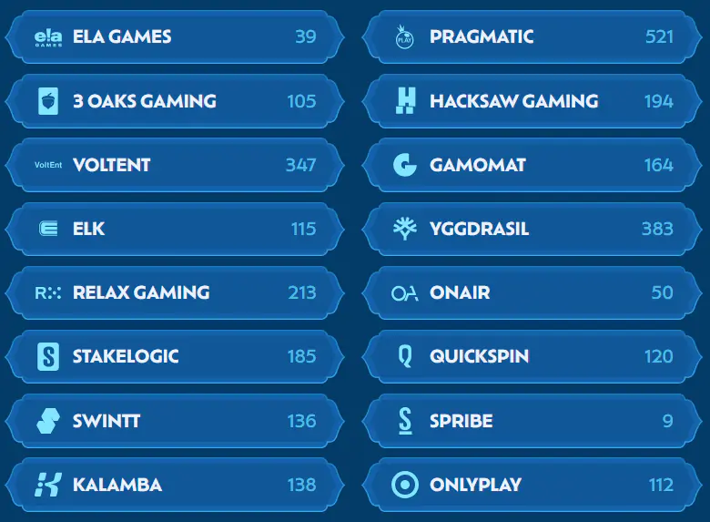 Proveedores de juego en WinBay Casino